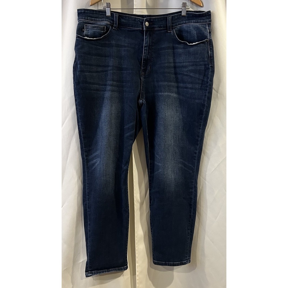 Judy Blue Jeans‎ Womens 22 W Skinny Fit Denim Dark Wash High Rise Whiskering
